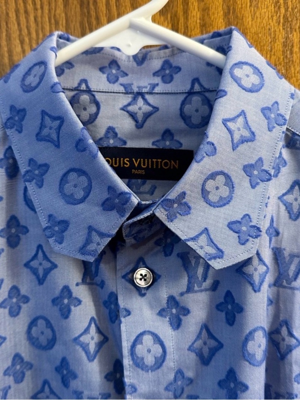 Louis Vuitton Blue Monogram Button-Up Shirt - Picture 2 of 4